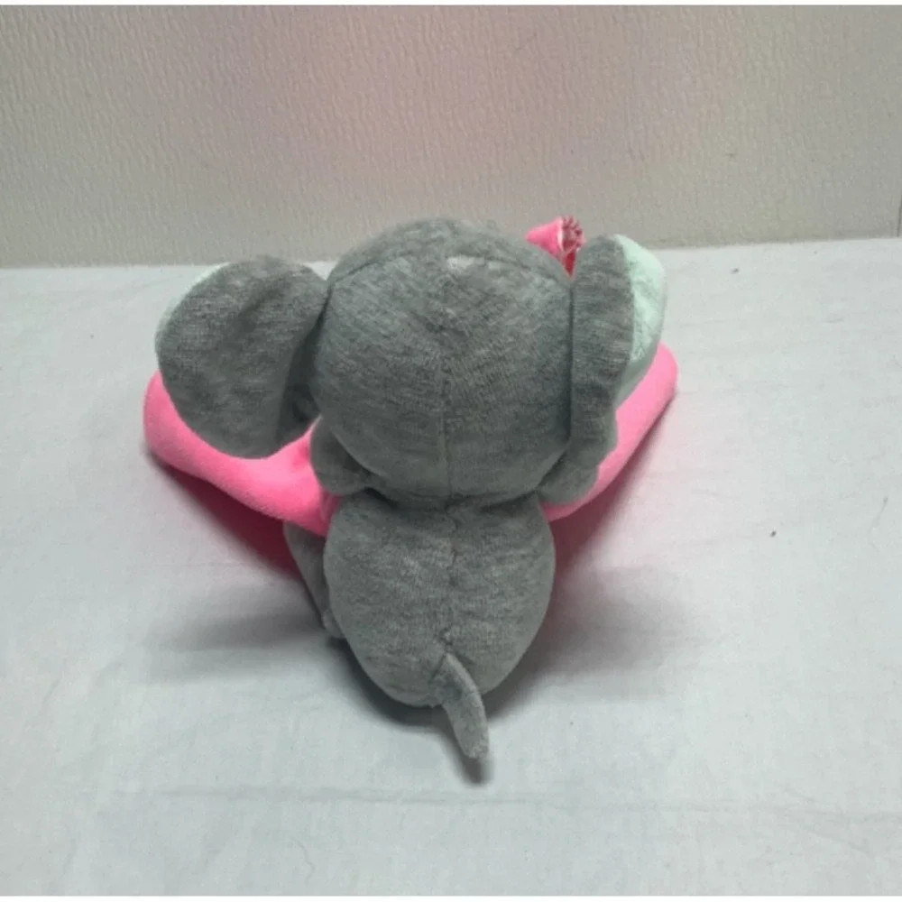 CARTER'S Gray Elephant Hot Pink Lovey Rattle Plush 2013 Baby Security Blanket